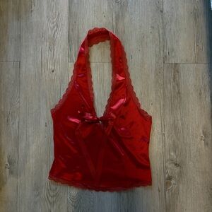 Urban outfitters red satin halter top